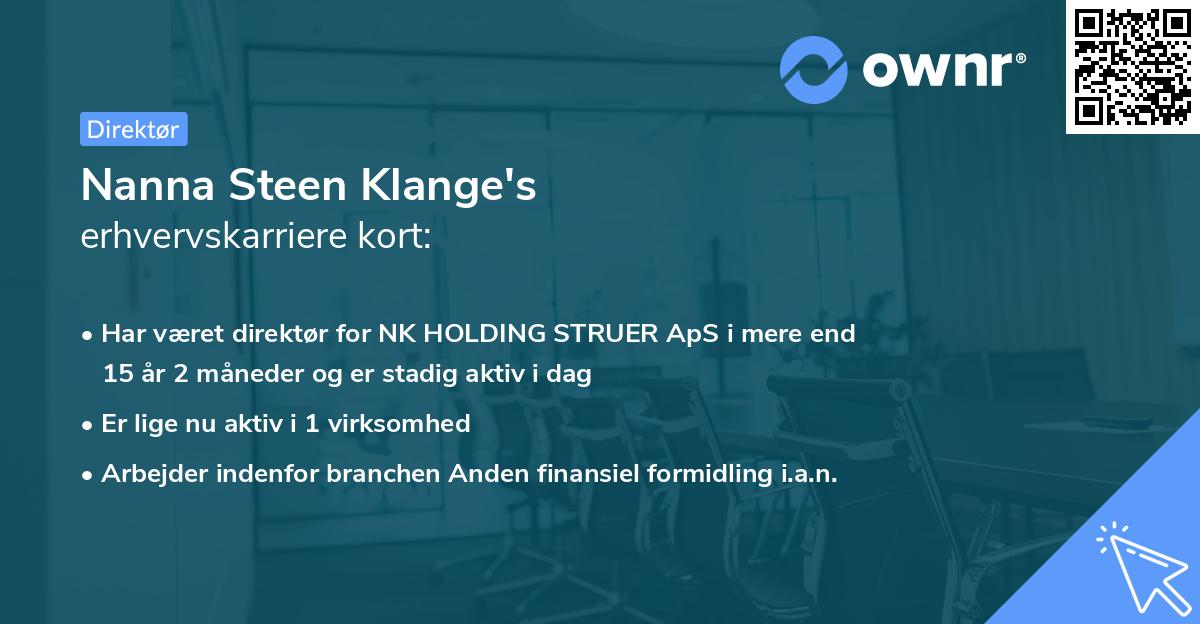 Nanna Steen Klange's erhvervskarriere kort