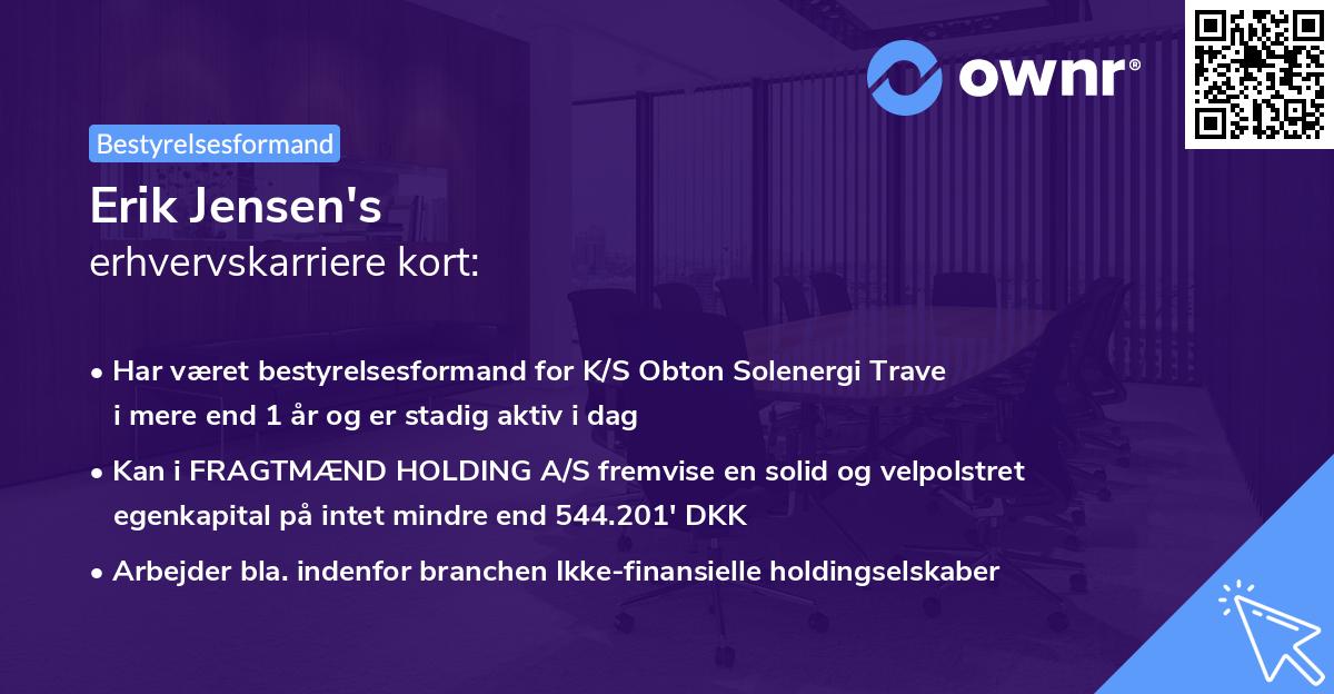 Erik Jensen's erhvervskarriere kort