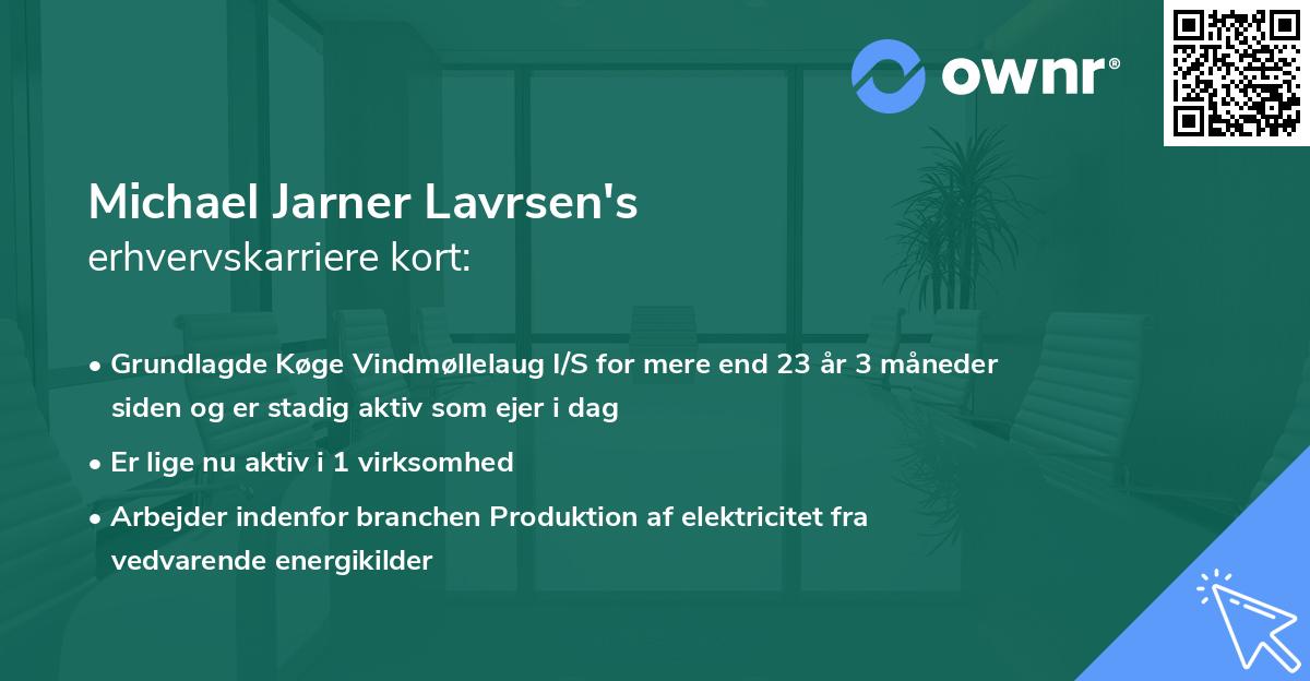 Michael Jarner Lavrsen's erhvervskarriere kort