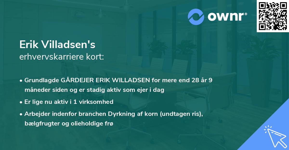Erik Villadsen's erhvervskarriere kort