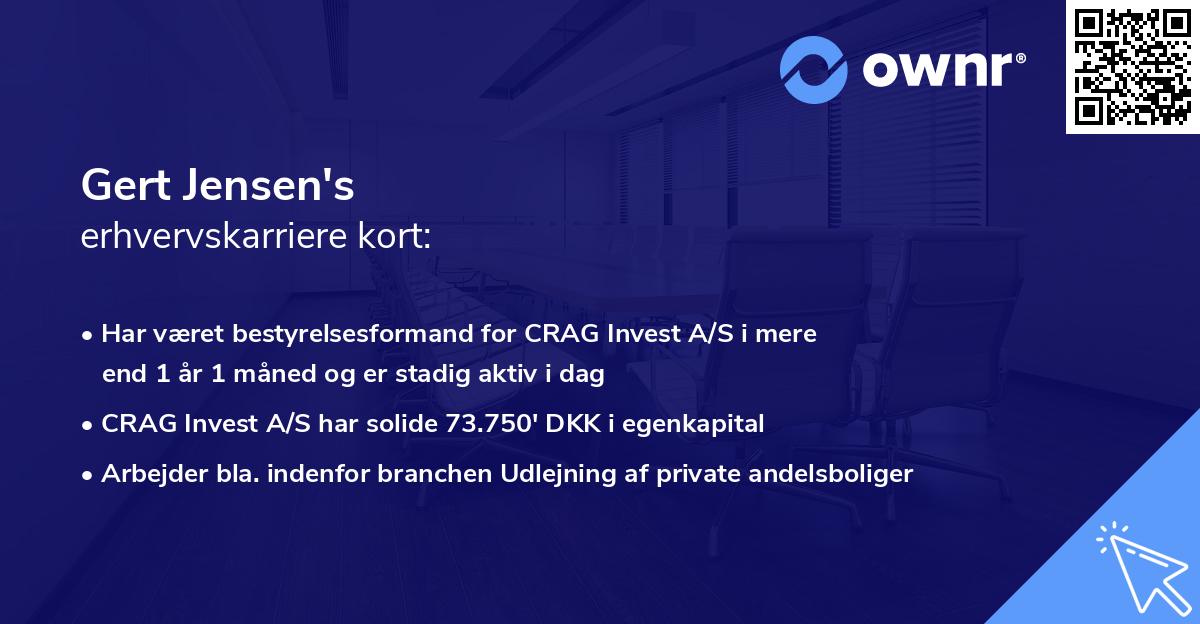Gert Jensen's erhvervskarriere kort