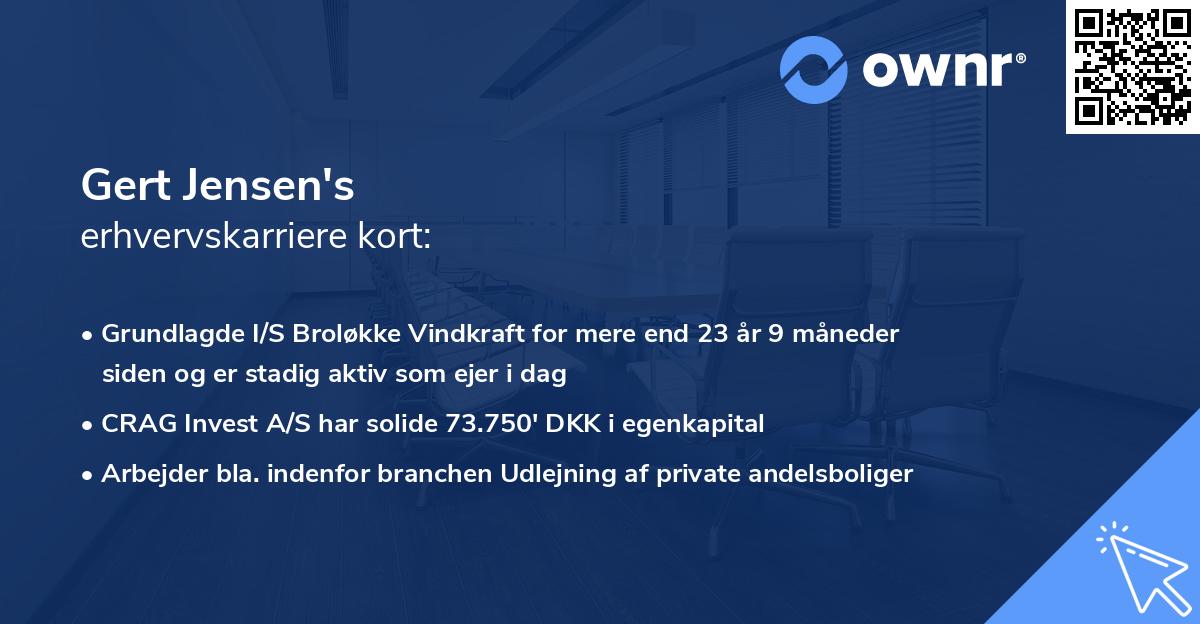 Gert Jensen's erhvervskarriere kort