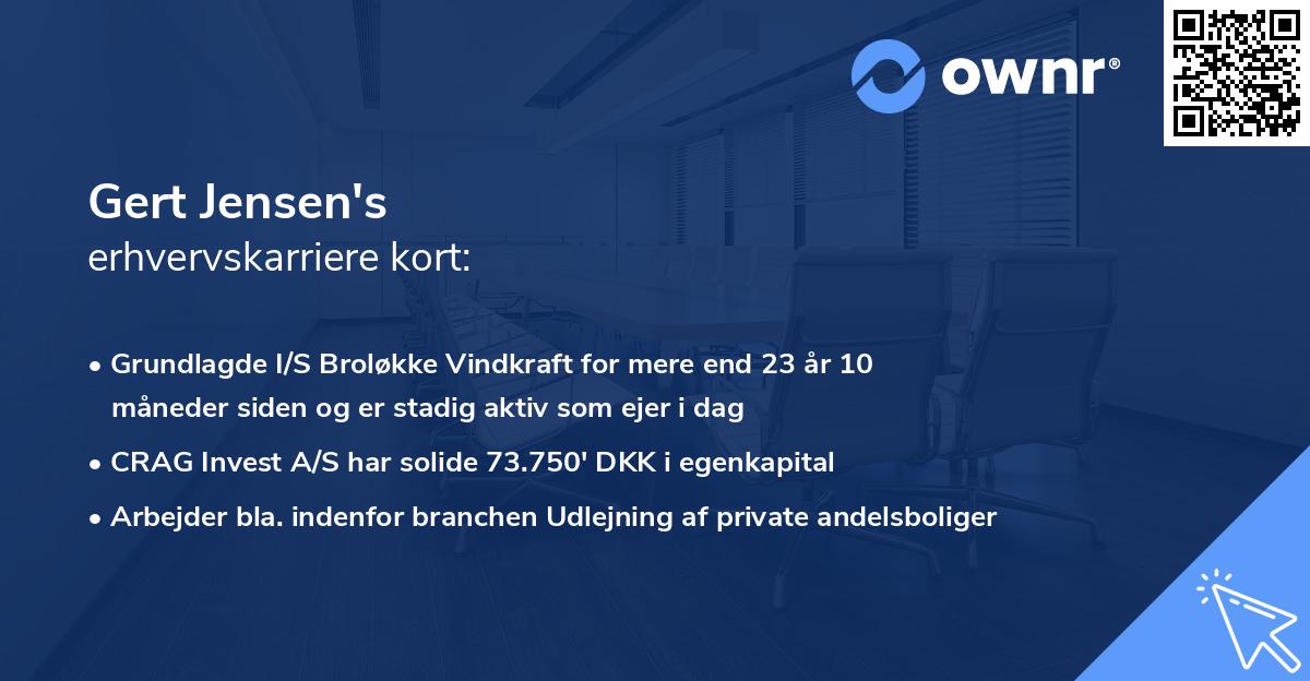 Gert Jensen's erhvervskarriere kort