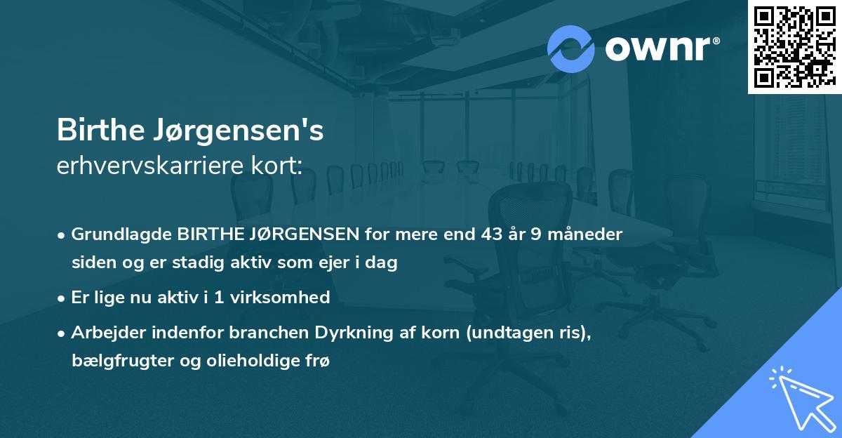 Birthe Jørgensen's erhvervskarriere kort