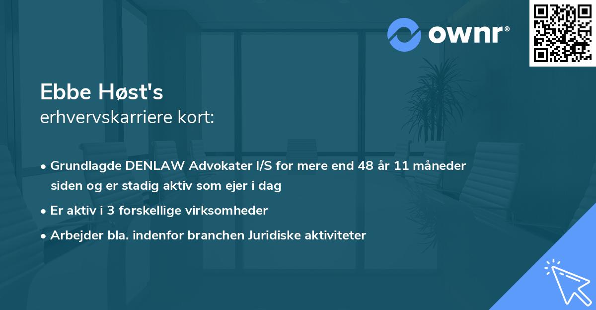 Ebbe Høst's erhvervskarriere kort