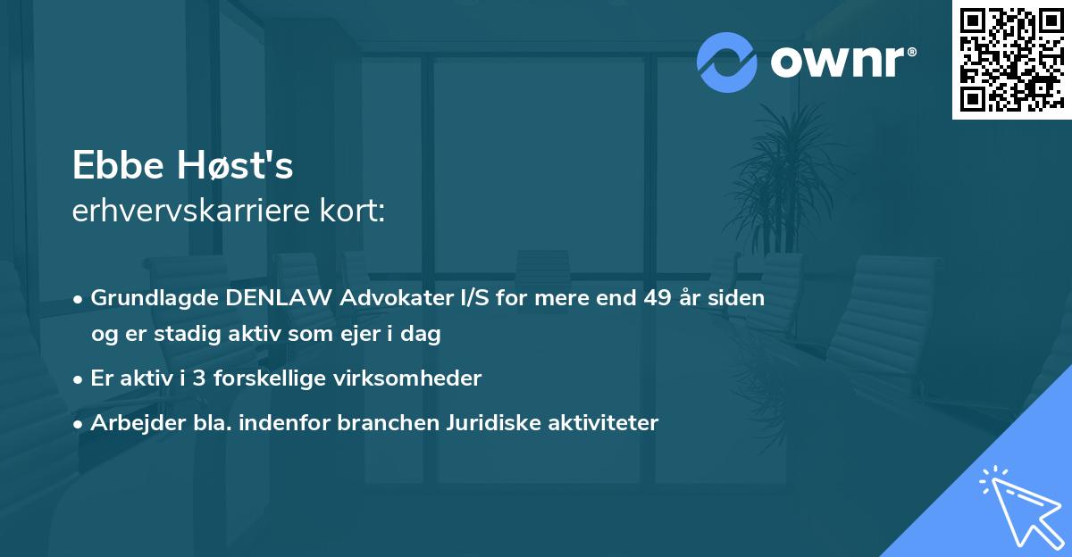 Ebbe Høst's erhvervskarriere kort