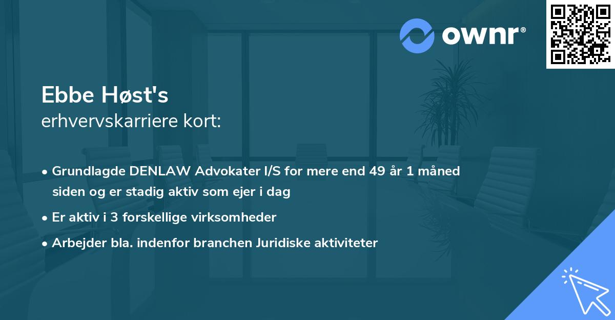 Ebbe Høst's erhvervskarriere kort