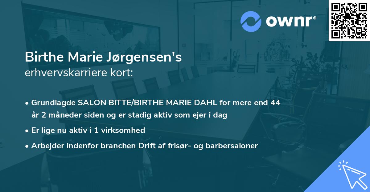 Birthe Marie Jørgensen's erhvervskarriere kort