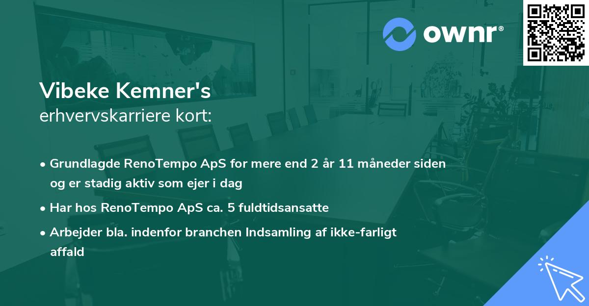 Vibeke Kemner's erhvervskarriere kort