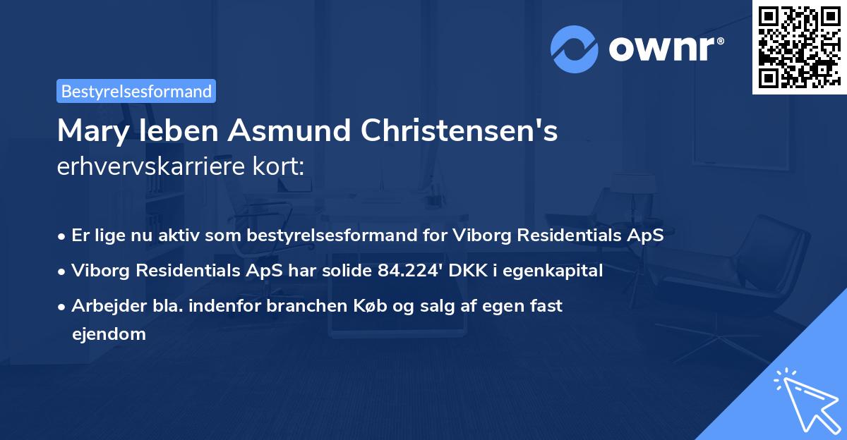 Mary Ieben Asmund Christensen's erhvervskarriere kort