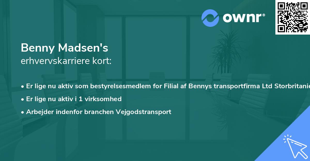 Benny Madsen's erhvervskarriere kort