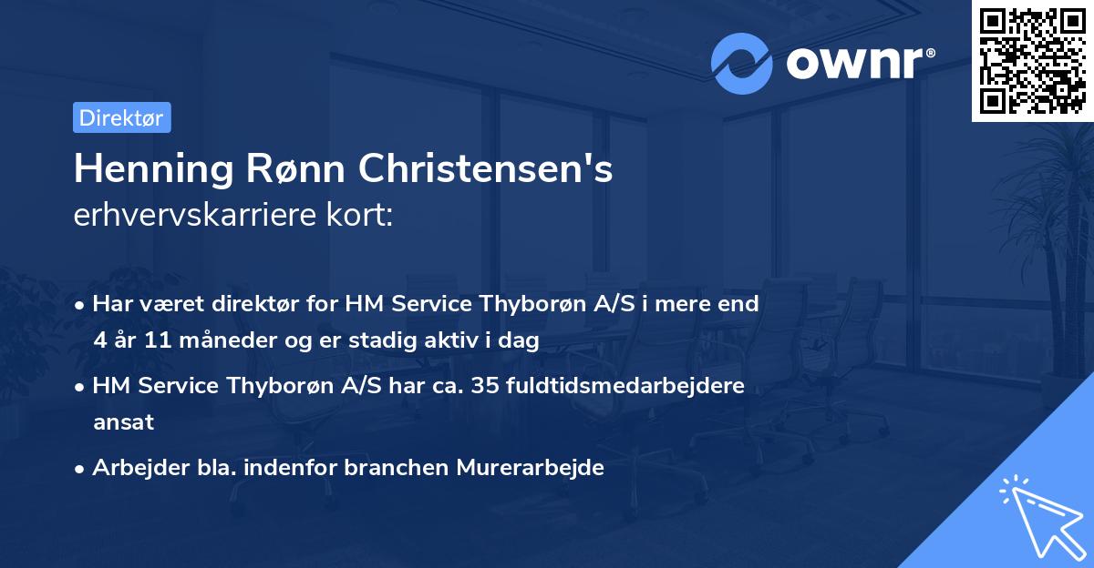 Henning Rønn Christensen's erhvervskarriere kort