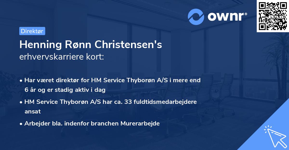 Henning Rønn Christensen's erhvervskarriere kort