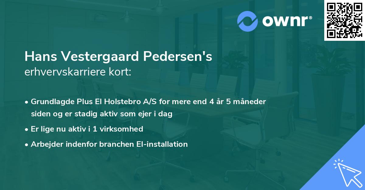 Hans Vestergaard Pedersen's erhvervskarriere kort