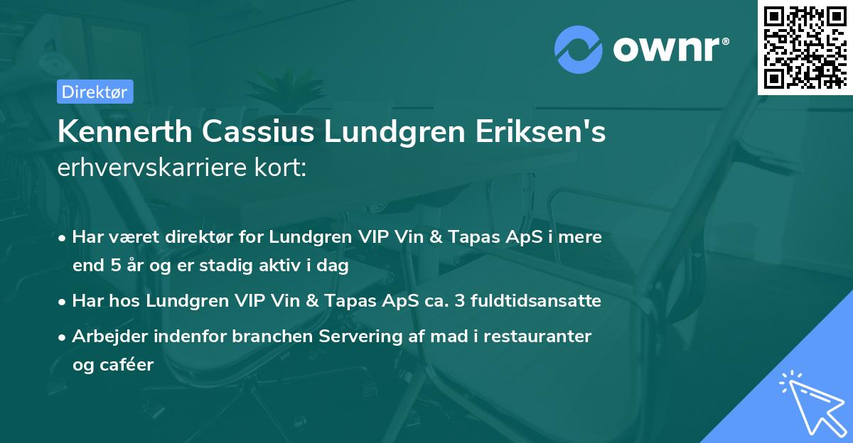 Kennerth Cassius Lundgren Eriksen's erhvervskarriere kort