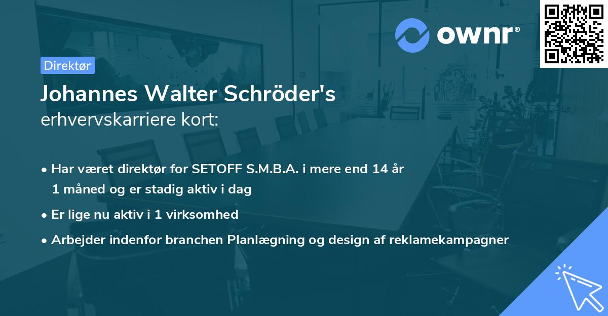 Johannes Walter Schröder's erhvervskarriere kort