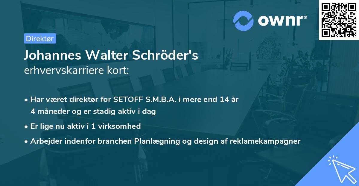 Johannes Walter Schröder's erhvervskarriere kort