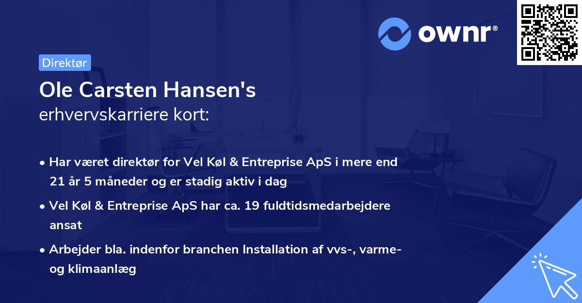 Ole Carsten Hansen's erhvervskarriere kort