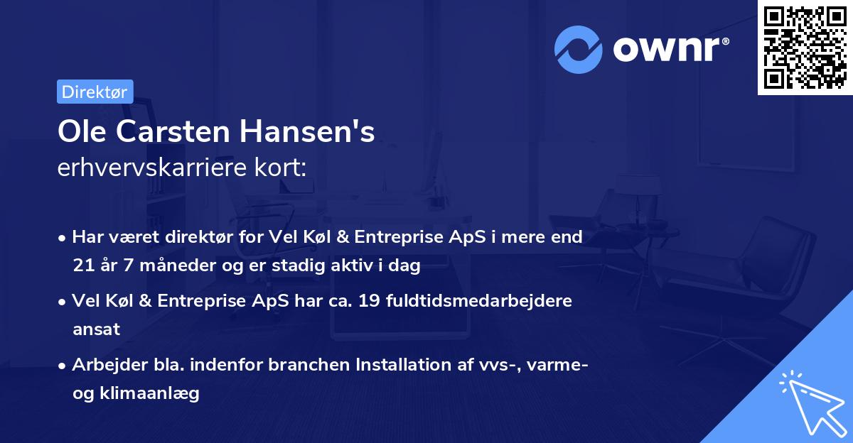 Ole Carsten Hansen's erhvervskarriere kort