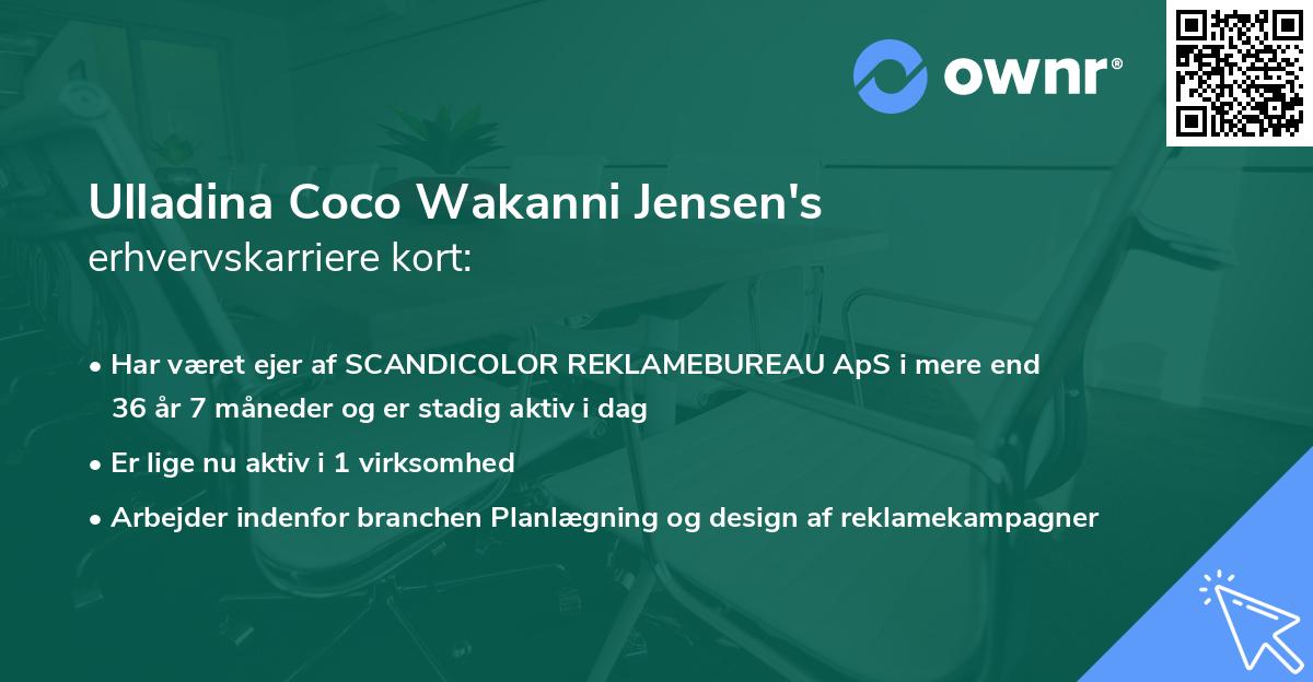 Ulladina Coco Wakanni Jensen's erhvervskarriere kort