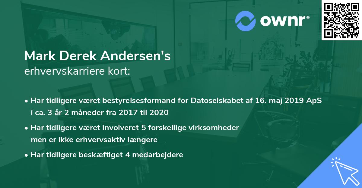 Mark Derek Andersen's erhvervskarriere kort