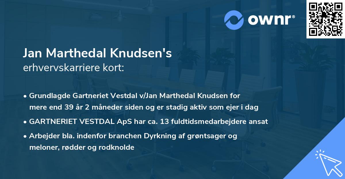 Jan Marthedal Knudsen's erhvervskarriere kort