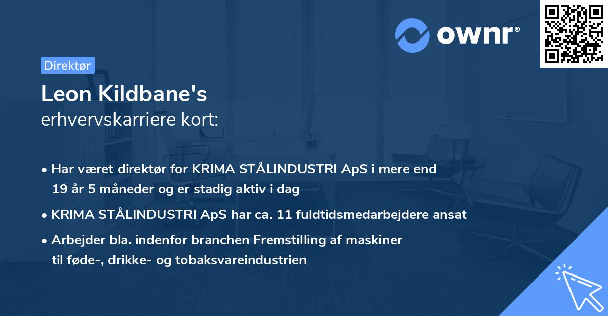 Leon Kildbane's erhvervskarriere kort