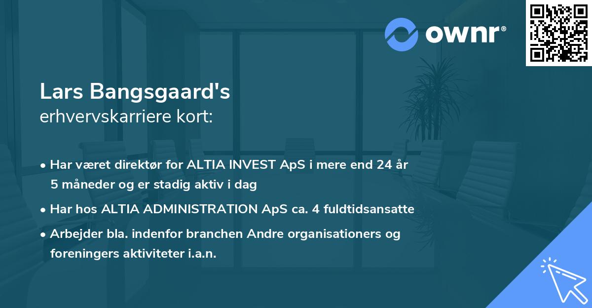 Lars Bangsgaard's erhvervskarriere kort