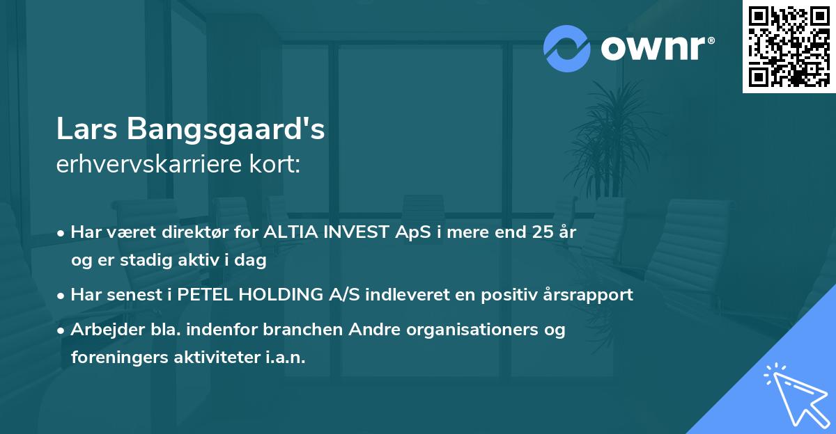 Lars Bangsgaard's erhvervskarriere kort