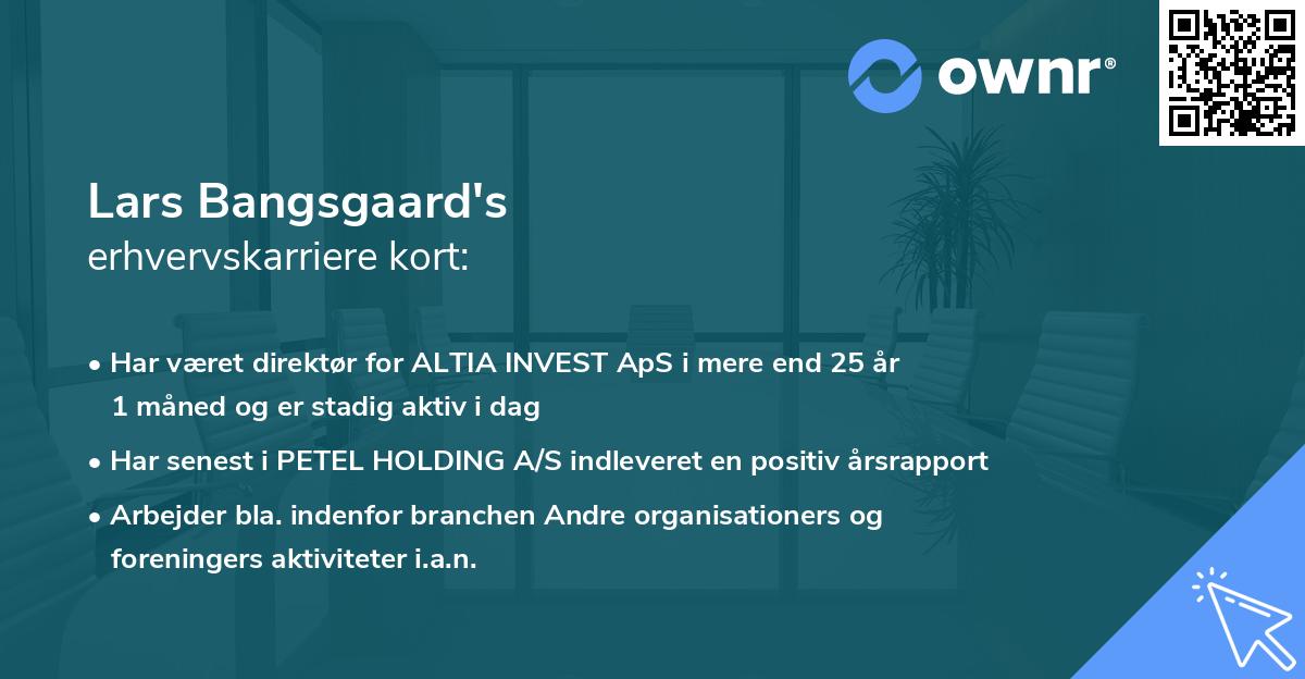 Lars Bangsgaard's erhvervskarriere kort