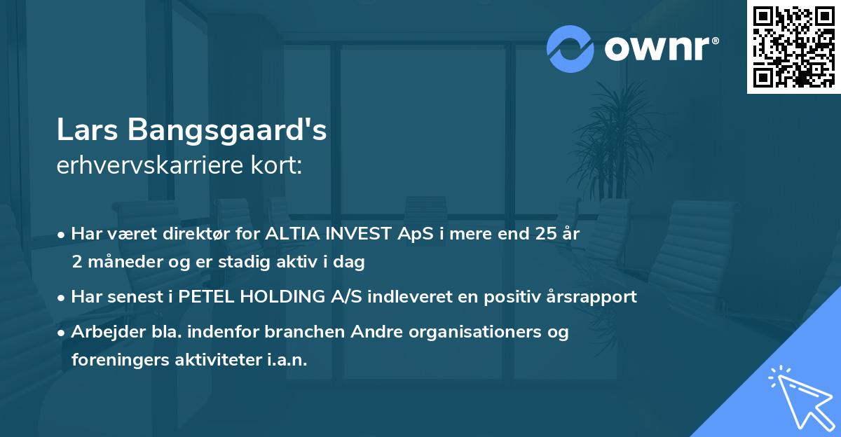 Lars Bangsgaard's erhvervskarriere kort