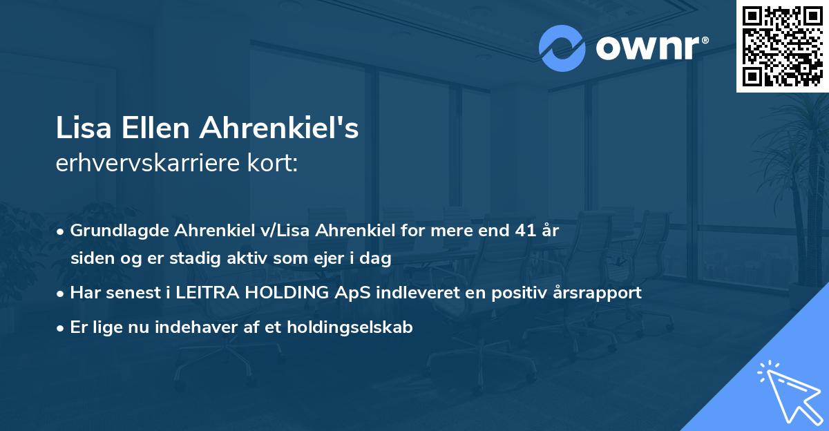 Lisa Ellen Ahrenkiel's erhvervskarriere kort