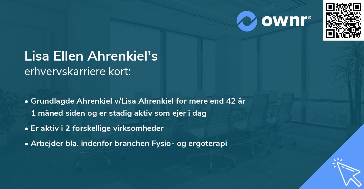 Lisa Ellen Ahrenkiel's erhvervskarriere kort
