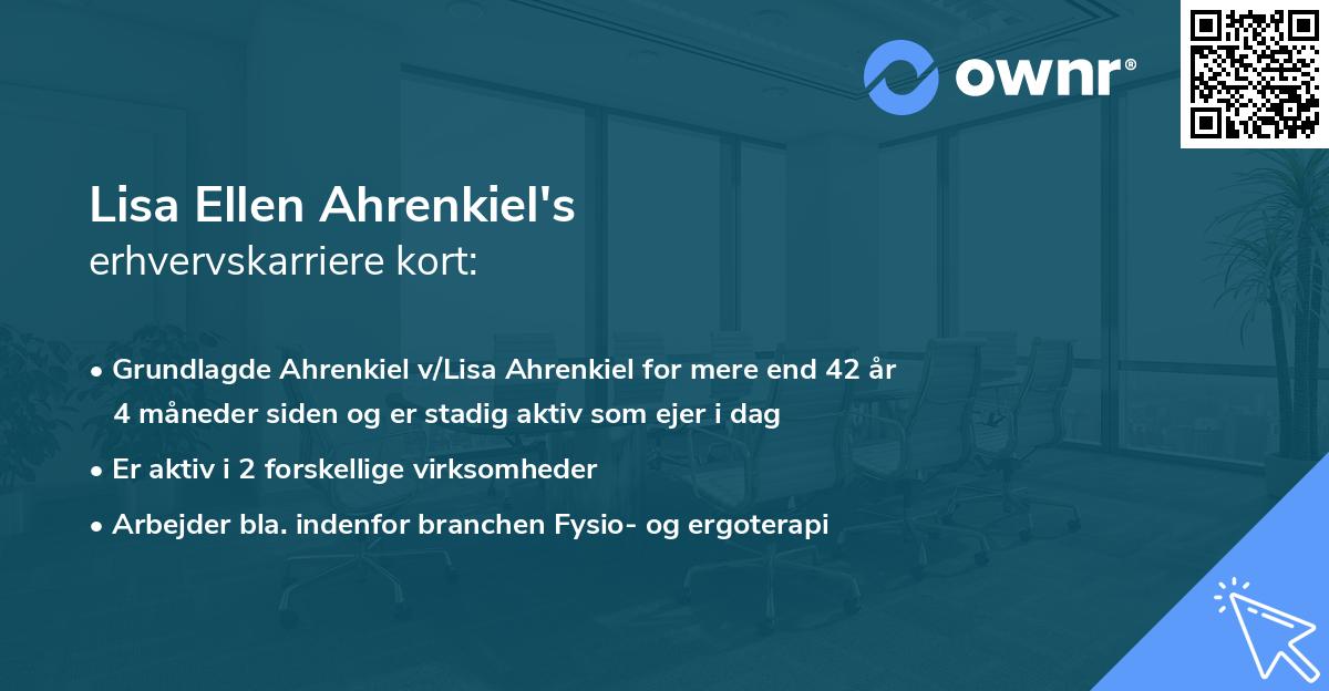 Lisa Ellen Ahrenkiel's erhvervskarriere kort