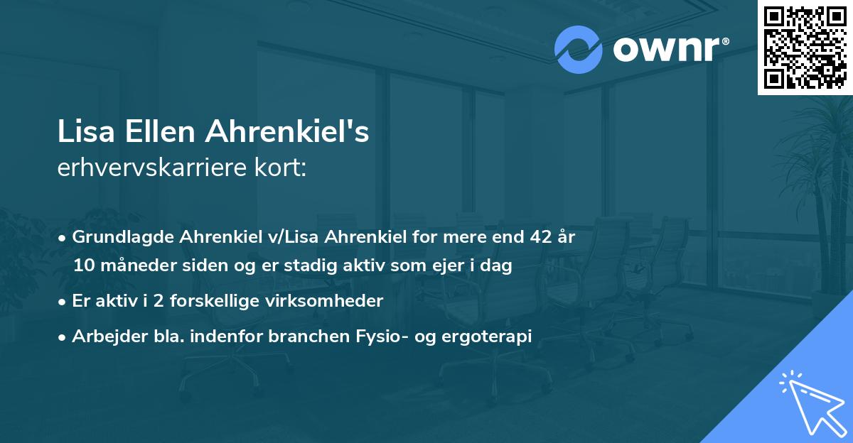 Lisa Ellen Ahrenkiel's erhvervskarriere kort