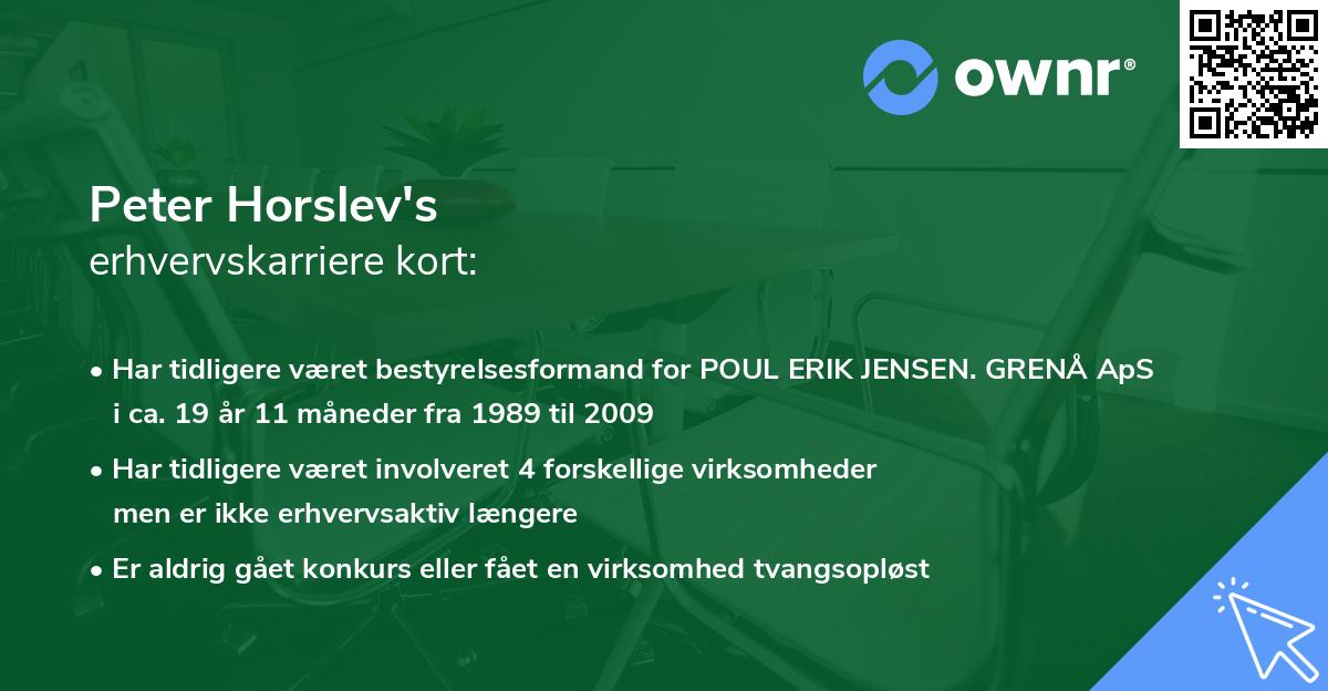 Peter Horslev's erhvervskarriere kort