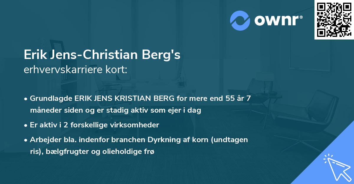 Erik Jens-Christian Berg's erhvervskarriere kort