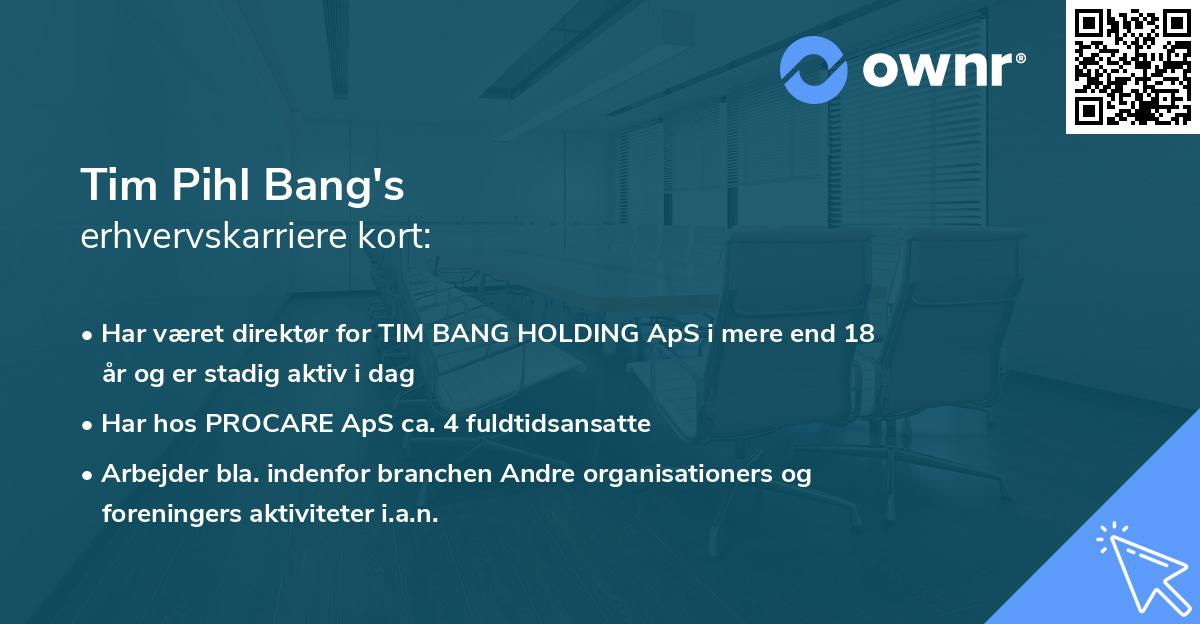 Tim Pihl Bang's erhvervskarriere kort