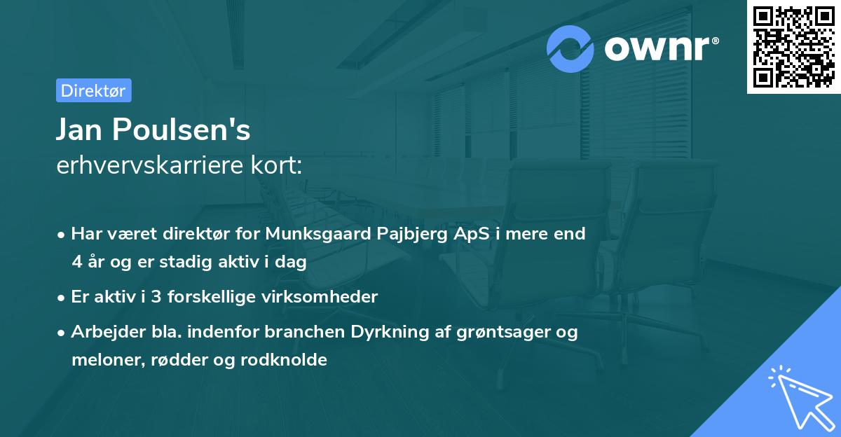Jan Poulsen's erhvervskarriere kort