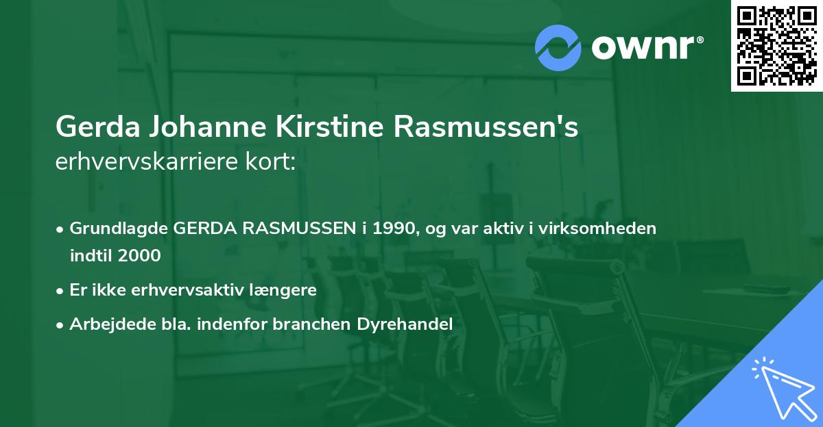 Gerda Johanne Kirstine Rasmussen's erhvervskarriere kort