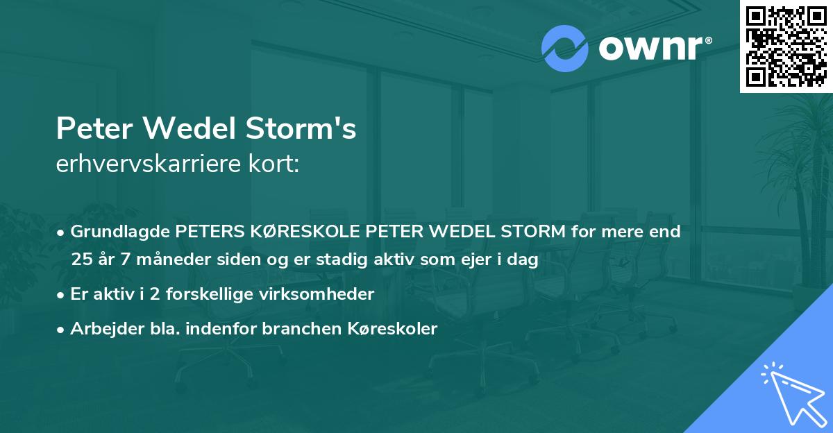 Peter Wedel Storm's erhvervskarriere kort