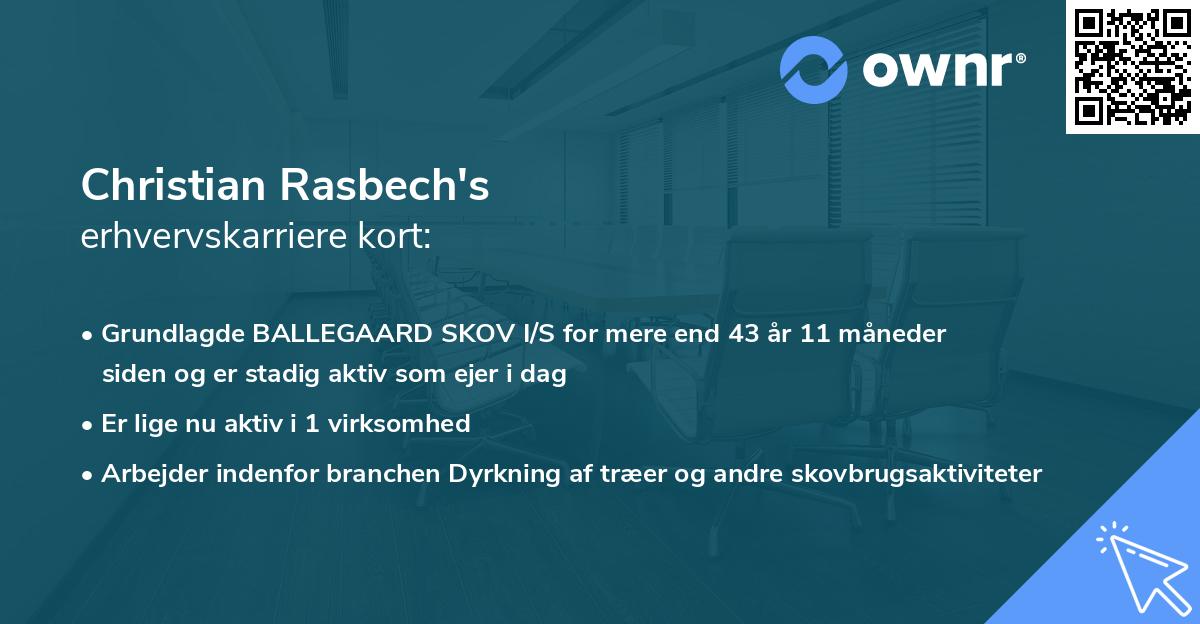 Christian Rasbech's erhvervskarriere kort