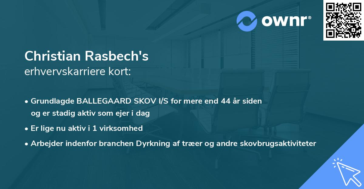 Christian Rasbech's erhvervskarriere kort
