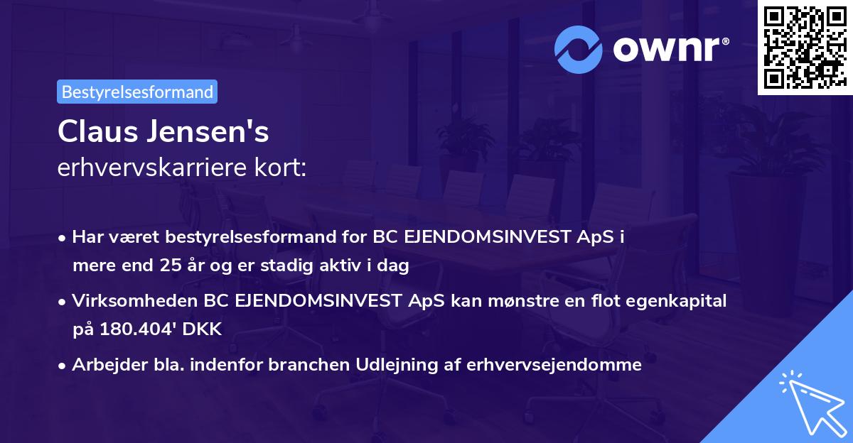 Claus Jensen's erhvervskarriere kort