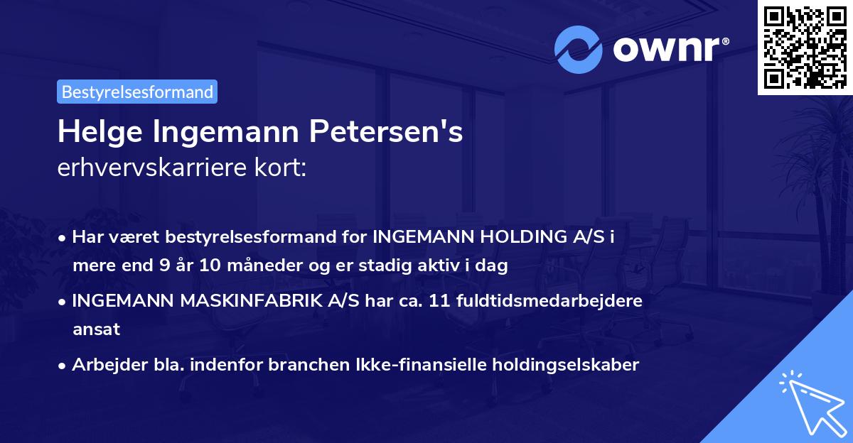 Helge Ingemann Petersen's erhvervskarriere kort