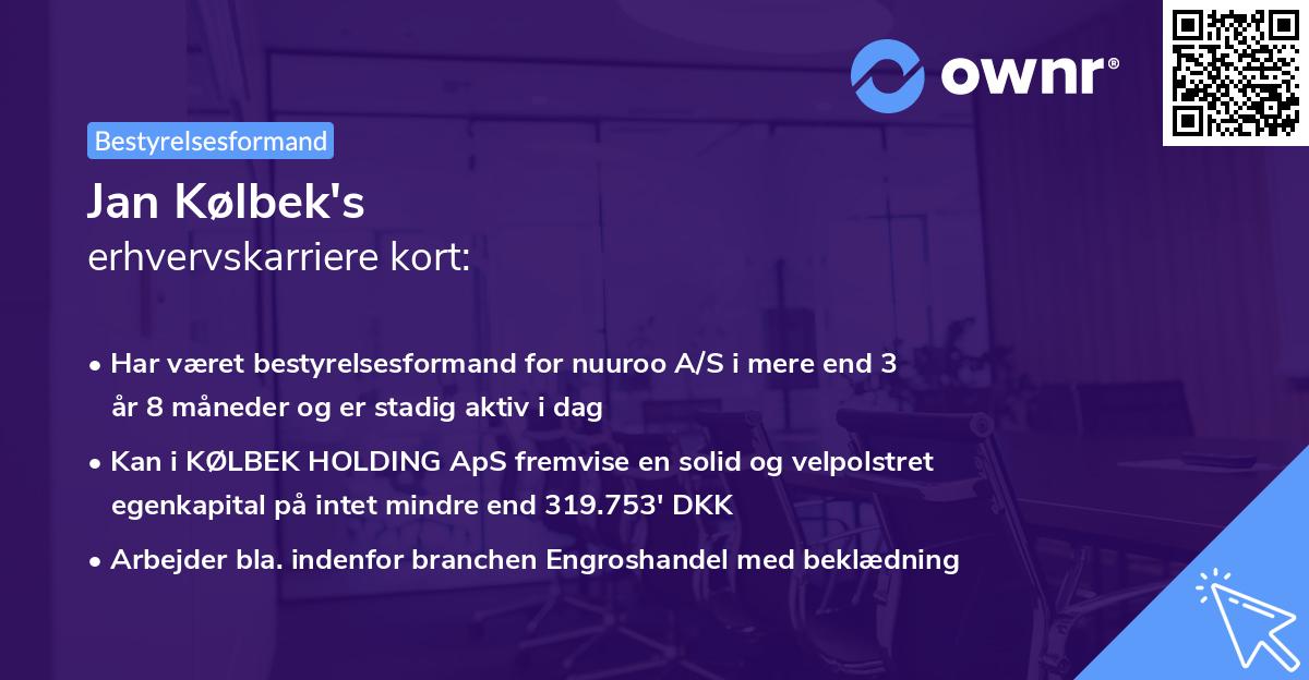 Jan Kølbek's erhvervskarriere kort