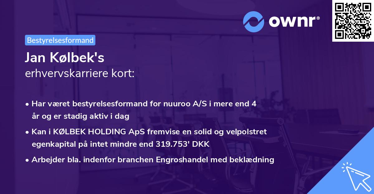 Jan Kølbek's erhvervskarriere kort
