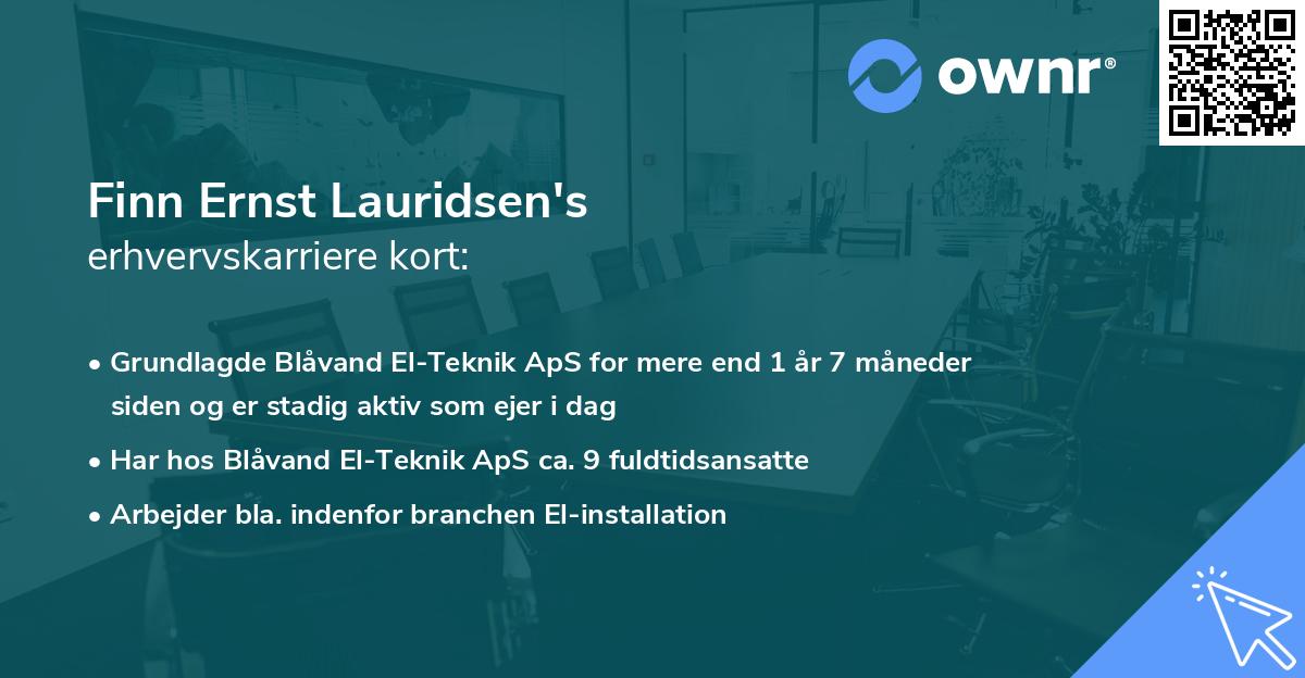 Finn Ernst Lauridsen's erhvervskarriere kort