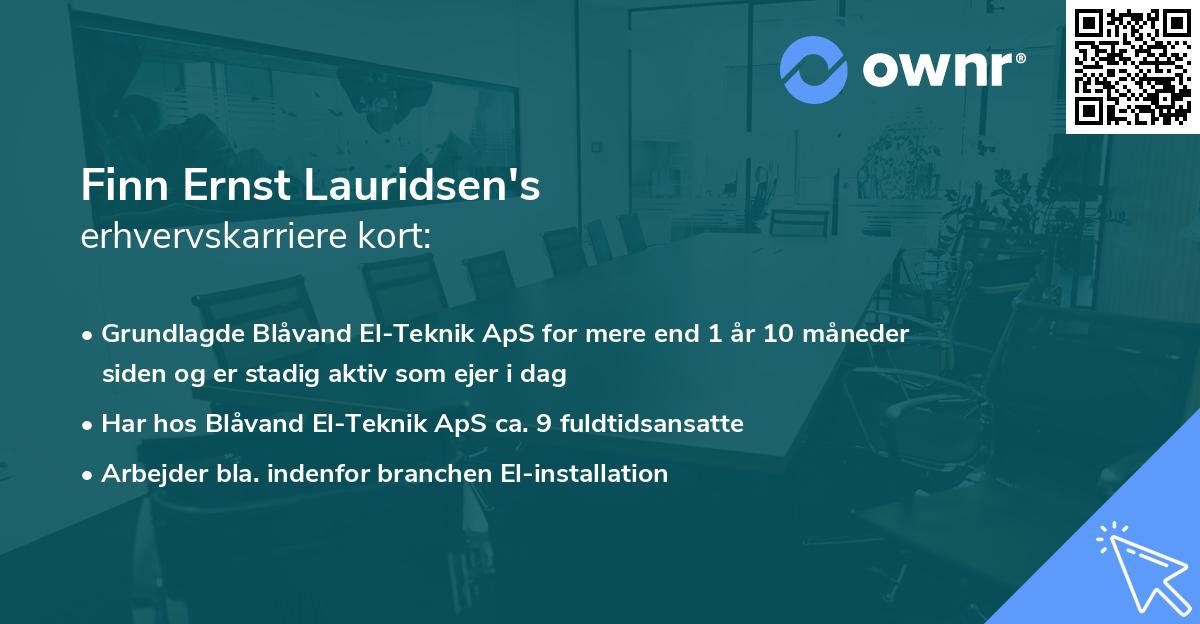 Finn Ernst Lauridsen's erhvervskarriere kort
