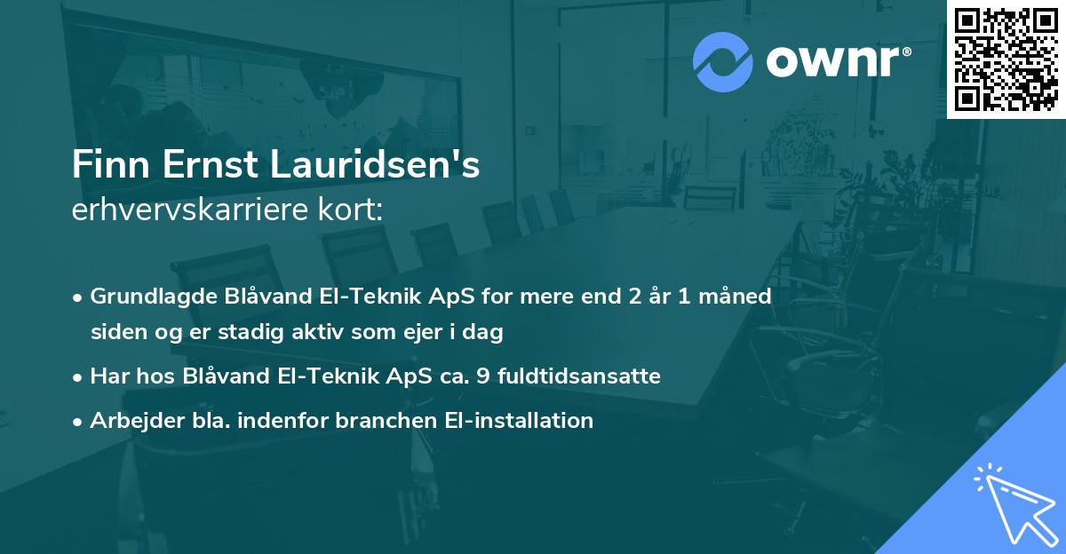 Finn Ernst Lauridsen's erhvervskarriere kort